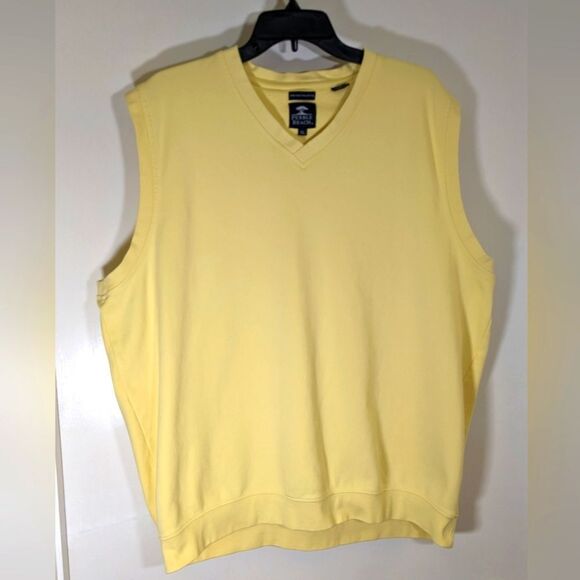 Pebble Beach Men's XL Yellow V-Neck Golf Vest, 100% Fine Pima Cotton. - Picture 1 of 7